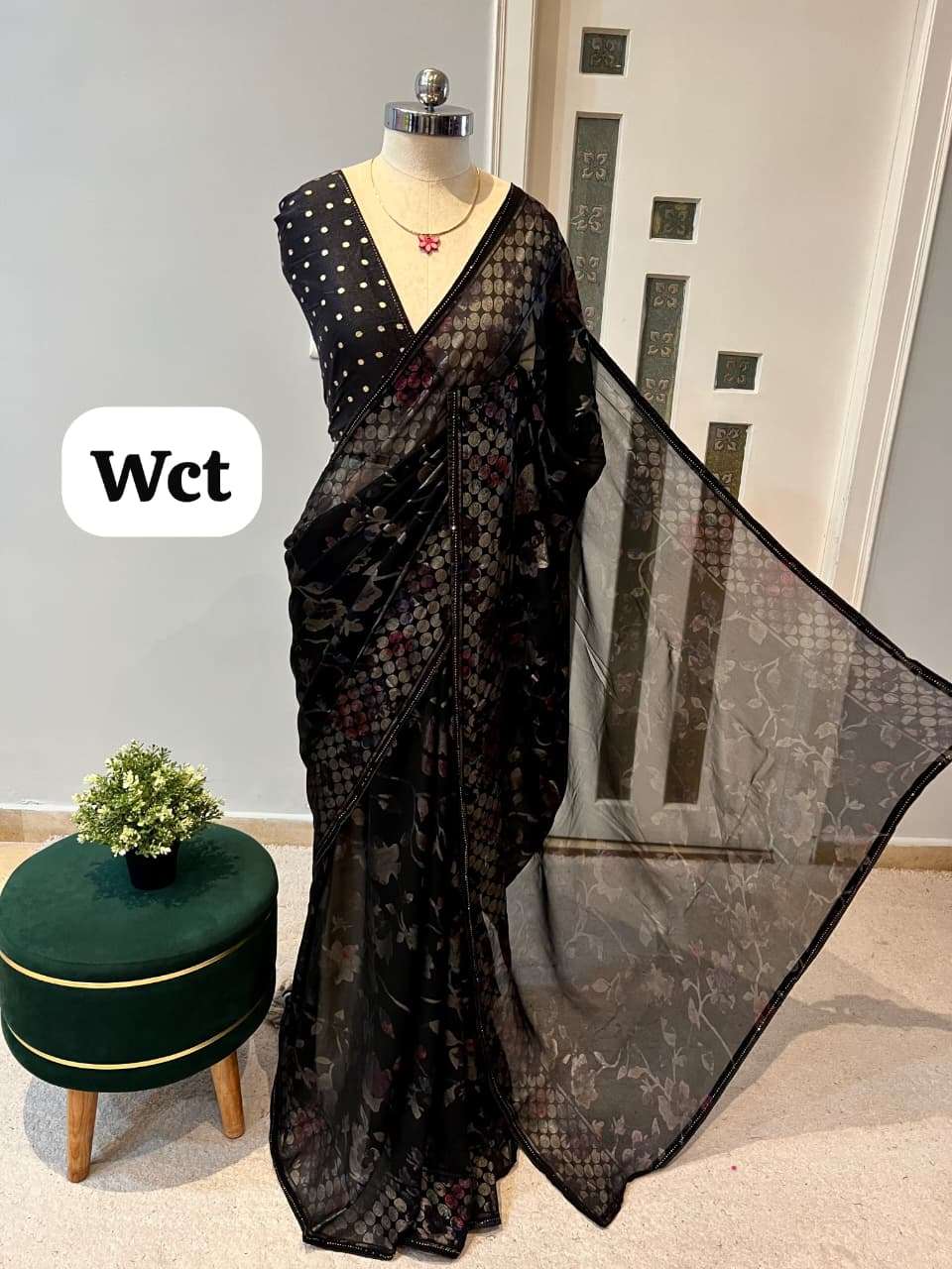  Boutique collection Designed Pure georgette fancy fabric with flower print on saree best rate anjali 